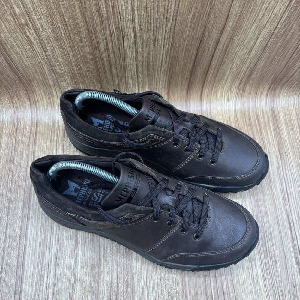 Mephisto Fabiano Hydro Protect Brown Leather Men’s Size 9.5 Lace Up Sneakers - Picture 2 of 12